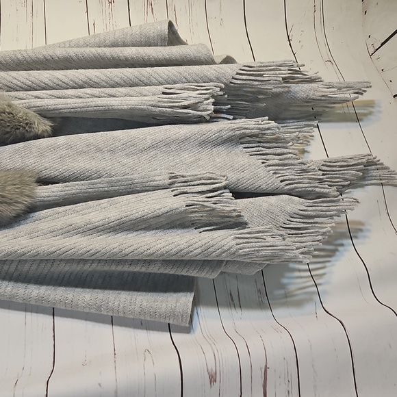 Faux Fur Collar‎ Gray Fringe Poncho Cape Wrap Shawl Sweater Cardigan - Picture 4 of 5